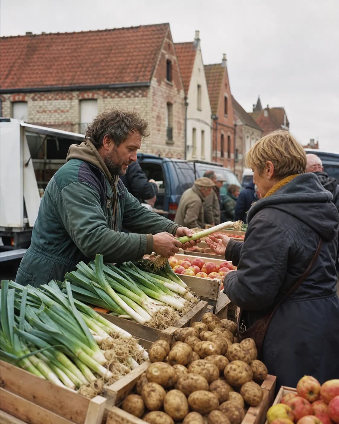 Marché local et ses étals en plein air
